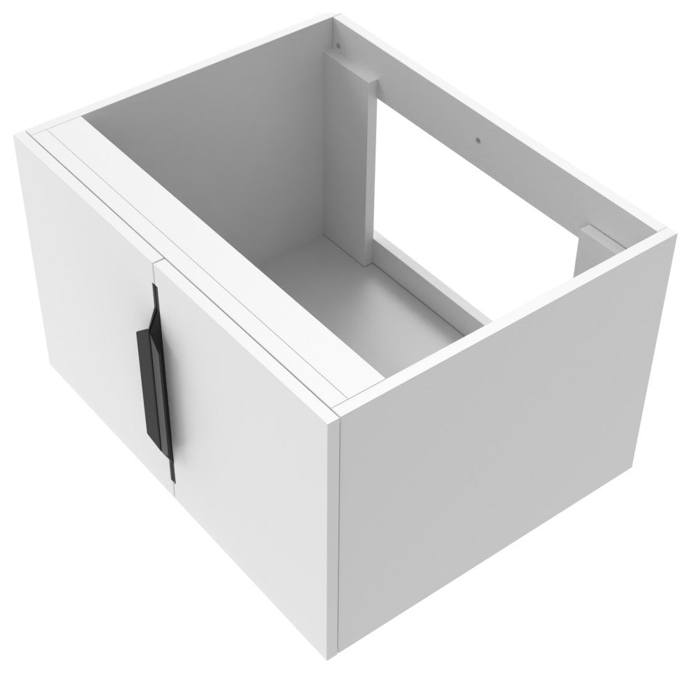 CastelloUSA Alpine 24" Wall Mounted Vanity, Base Only, White, Black Handles