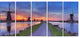 Windmills Morning Panorama, Abstract Canvas Art Print, 60"x28", 5 Panels