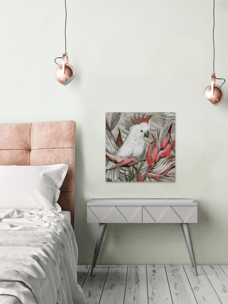 "White Cockatoo III" Painting Print on Wrapped Canvas, 40"x40"