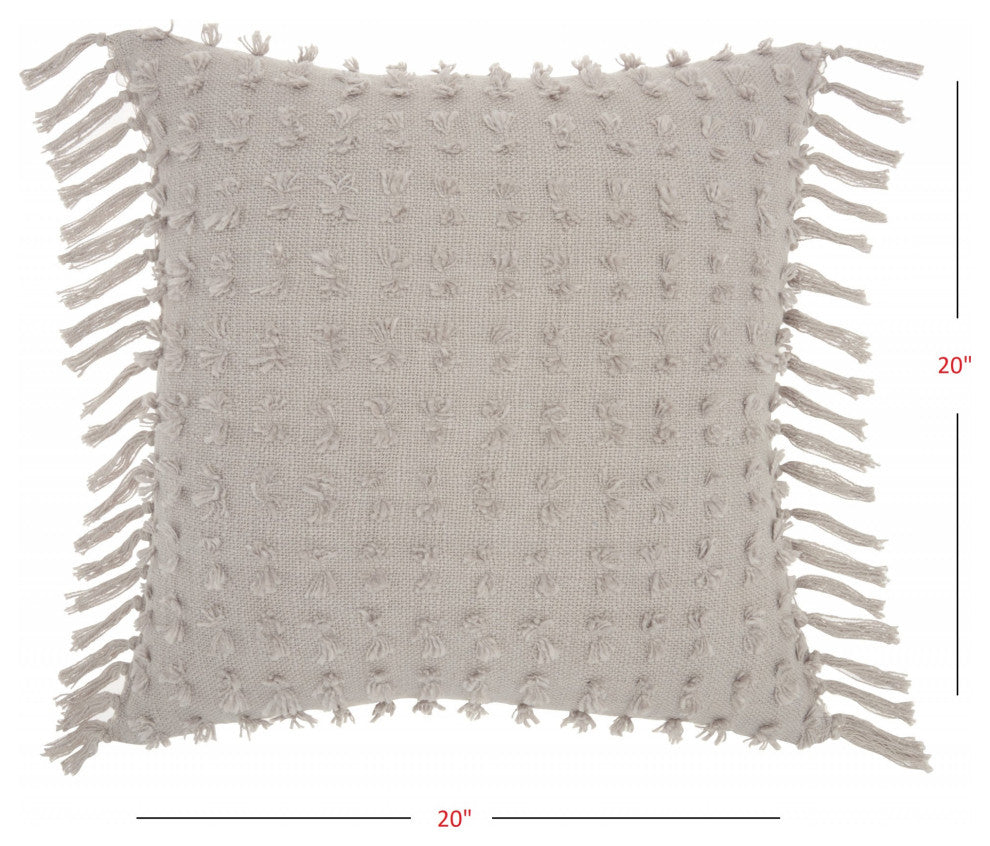 Tassel Detailed Gray Throw Pillow