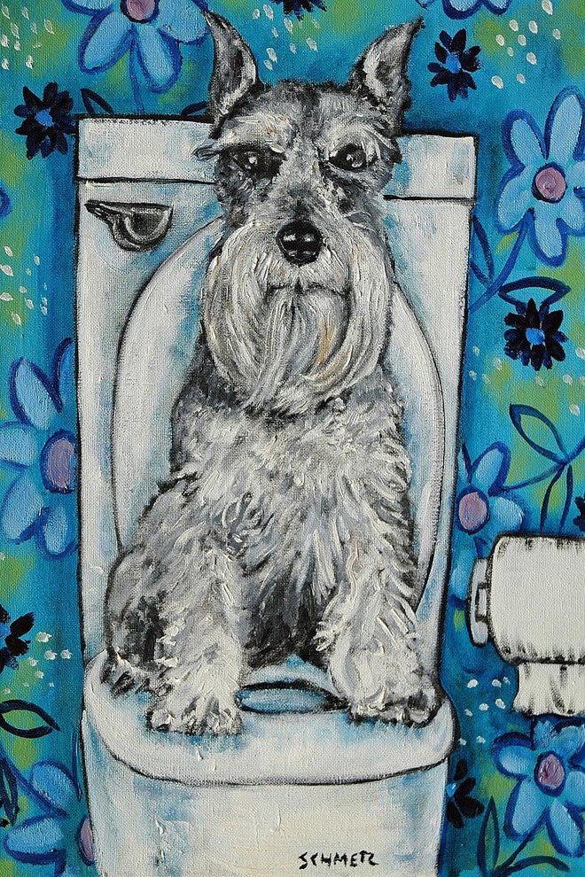 "Schnauzer" Painting Print on Wrapped Canvas, 20"x30"