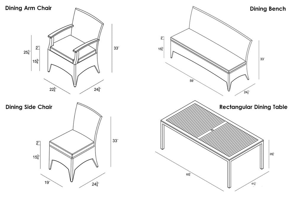 Arbor 7-Piece Bench Dining Set, Canvas Natural