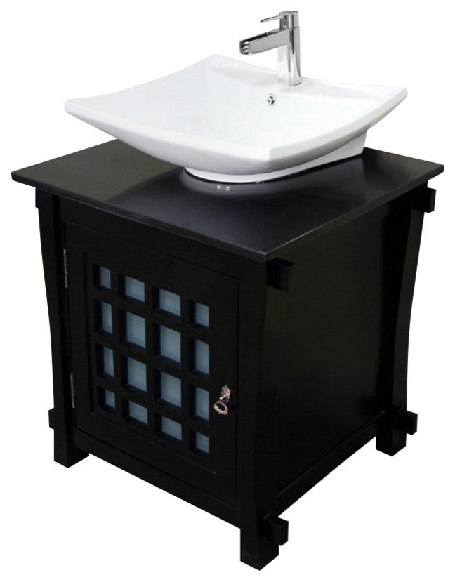 30" Single Sink Vanity, Wood, Black