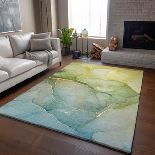 Premium Machine Washable Mayfield AMF508 Green 3' x 5' Rug