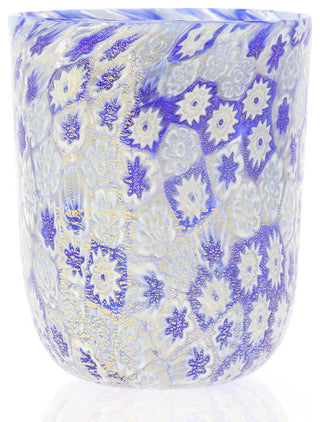 GlassOfVenice Murano Glass Tumbler - Blue Gold Millefiori