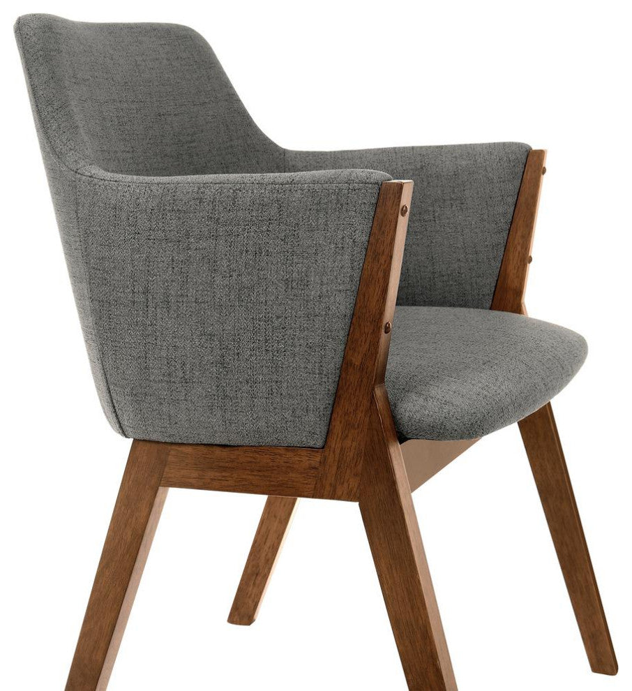 Renzo Charcoal Fabric and Walnut Wood Dining Side Chairs - Set of 2