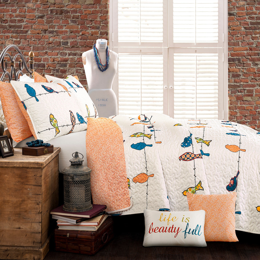 Rowley Birds Quilt Set, Multi, King