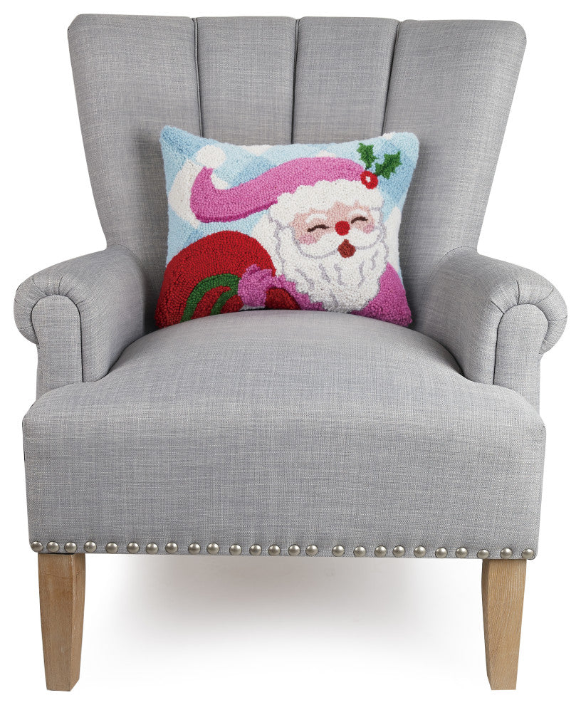 Festive Gingham Santa Hook Pillow