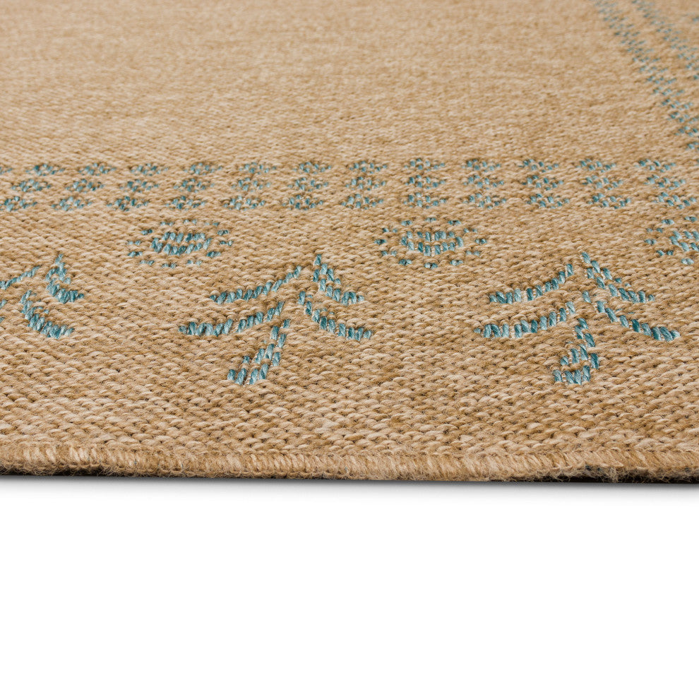 Sahara Block Print Border Indoor/Outdoor Rug Aruba 6'6"x9'3"