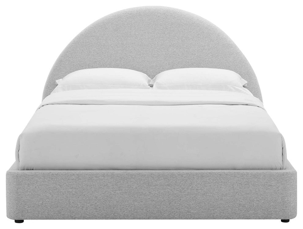 Resort Upholstered Fabric Arched Round Full Platform Bed