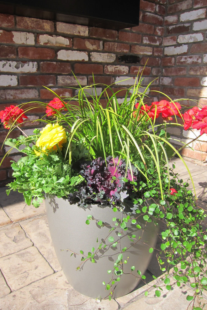 Napa Round Cylinder Planter, Gray, 18"x17.75"