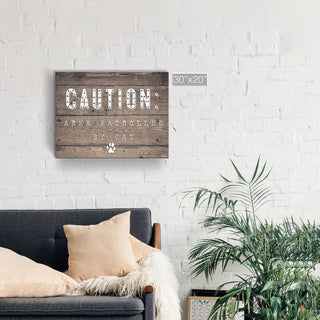 Ready2HangArt 'Caution-Cat' Wrapped Canvas Pet Wall Art, 20"x30"