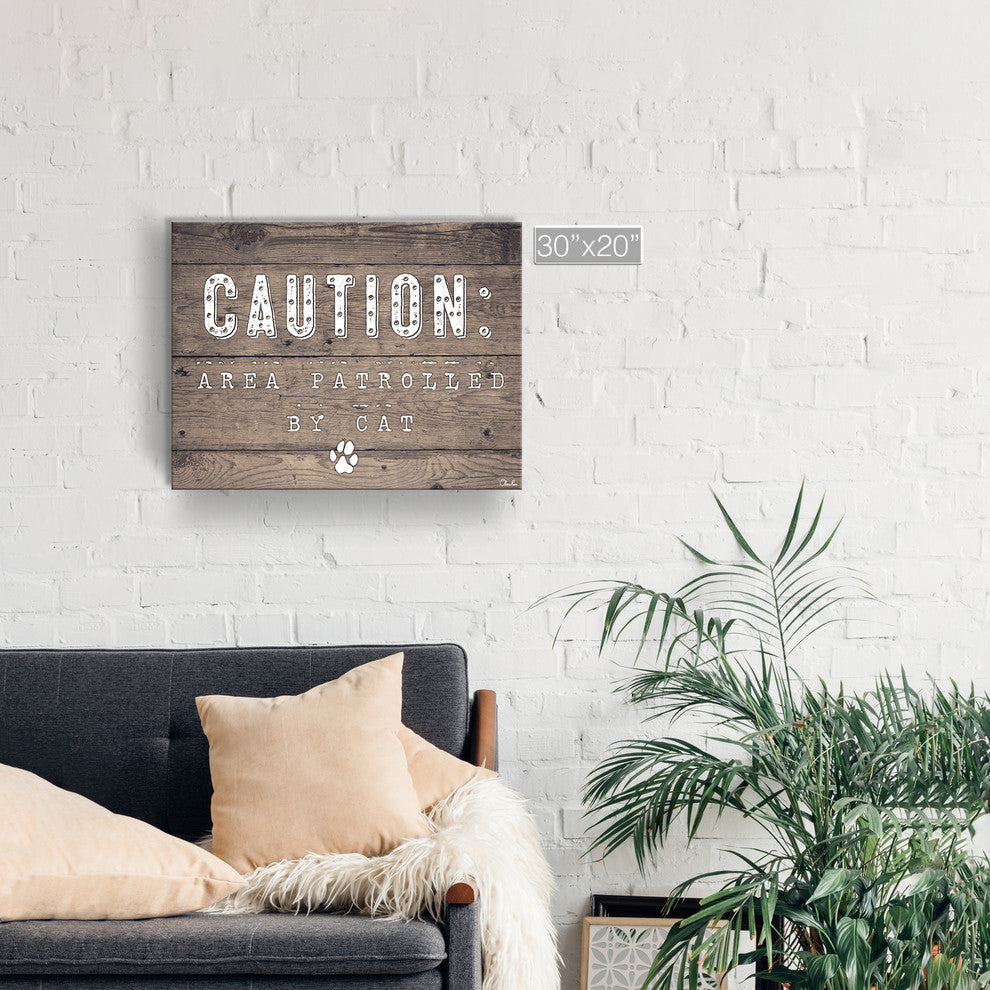 Ready2HangArt 'Caution-Cat' Wrapped Canvas Pet Wall Art, 20"x30"