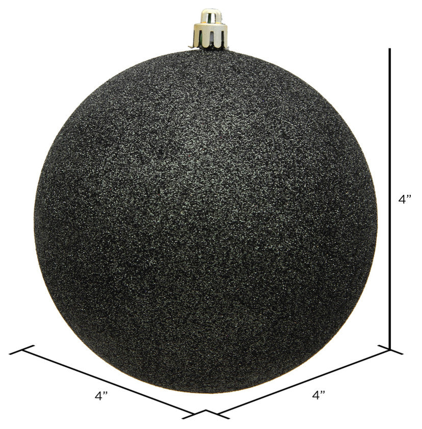 Vickerman N591084Dg 4" Gunmetal Glitter Ball Ornament, 6 Per Bag