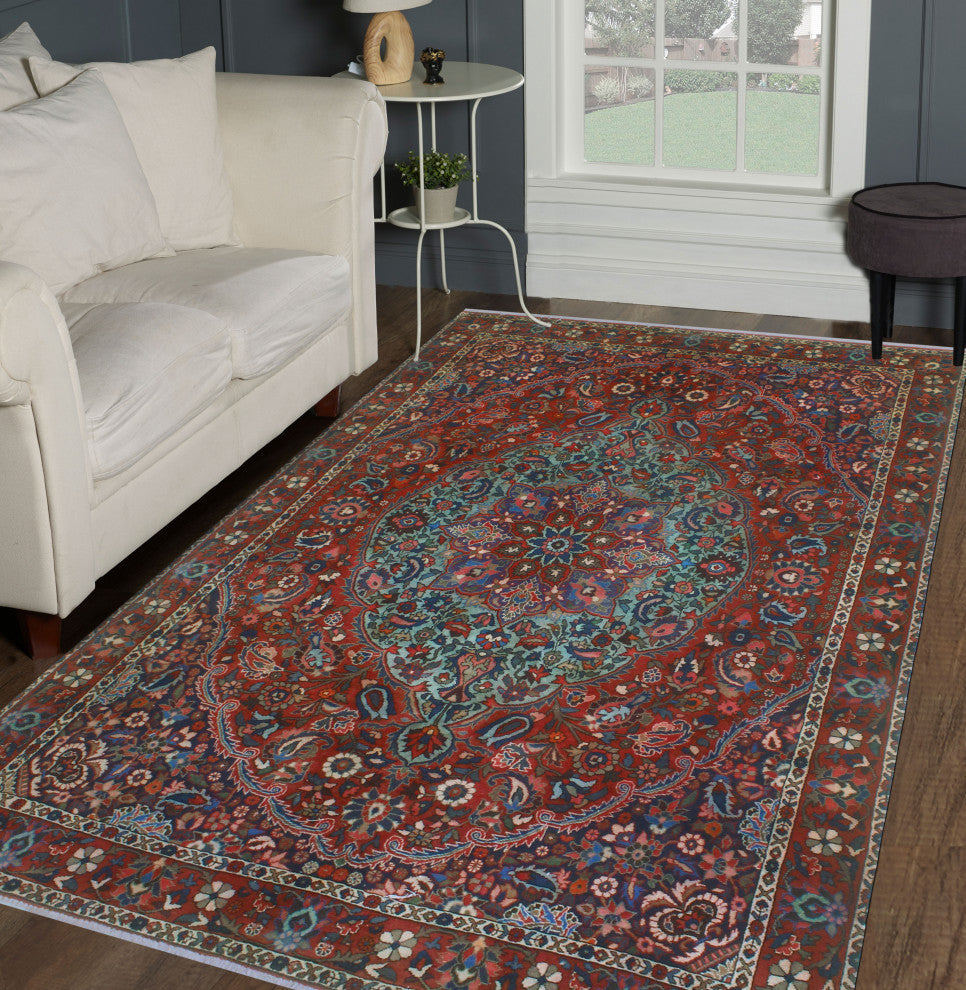 Fine Vintage Distressed Bijar Rust/Gray Rug, 6'2x10'8