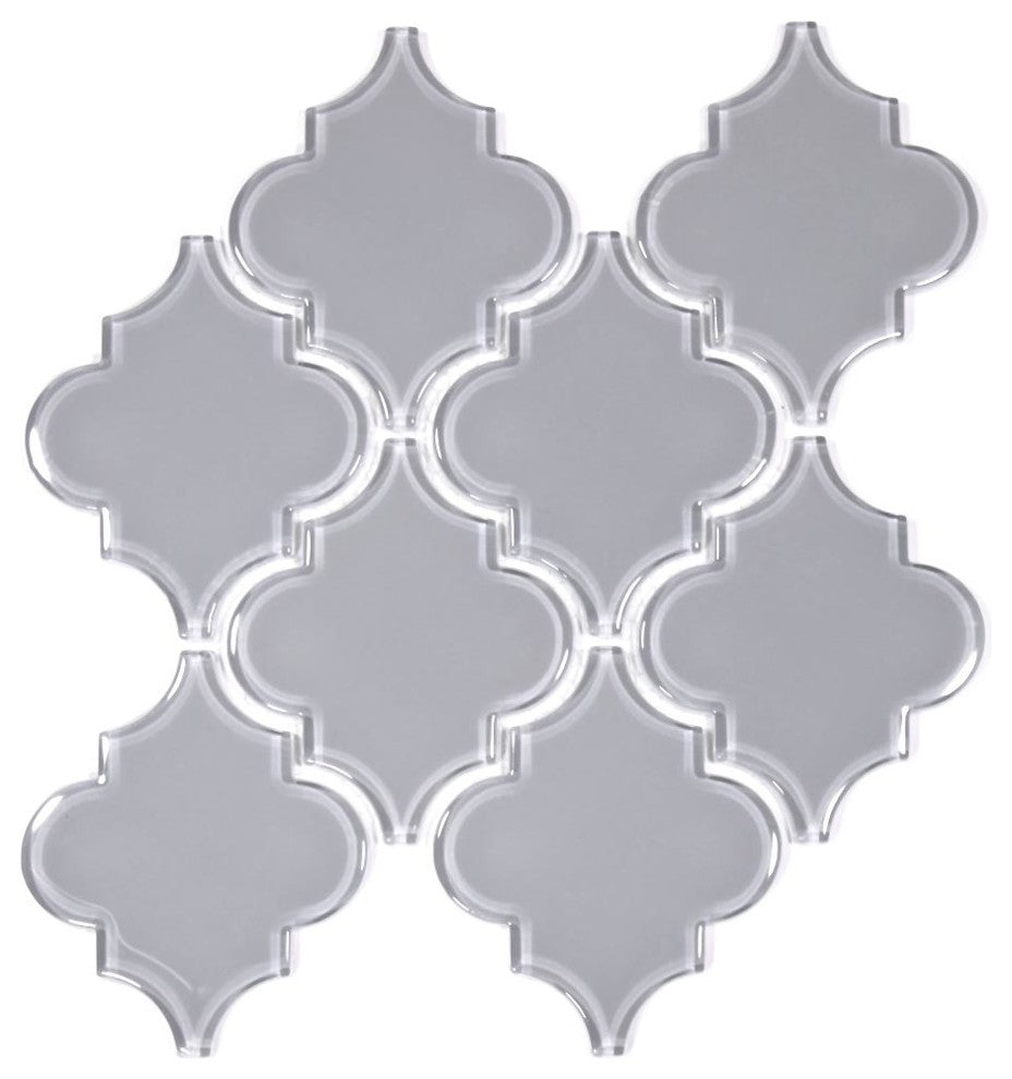 Glass Arabesque Tile, Gray, Sample Swatch