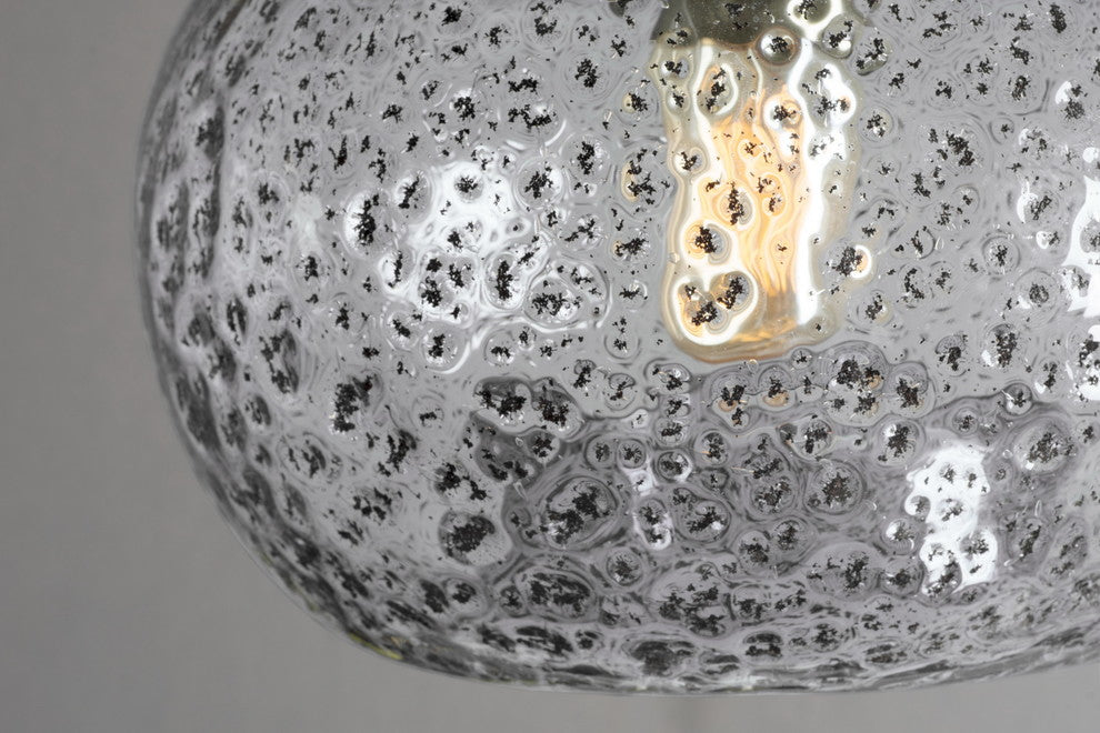 Mini Pendant Light Handblown, Clear, 6"x9", Brushed Nickel