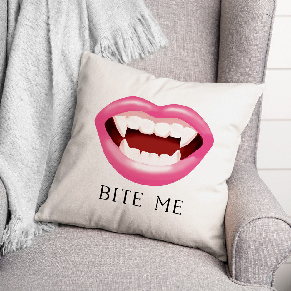 Bite Me Vampire 16x16 Throw Pillow