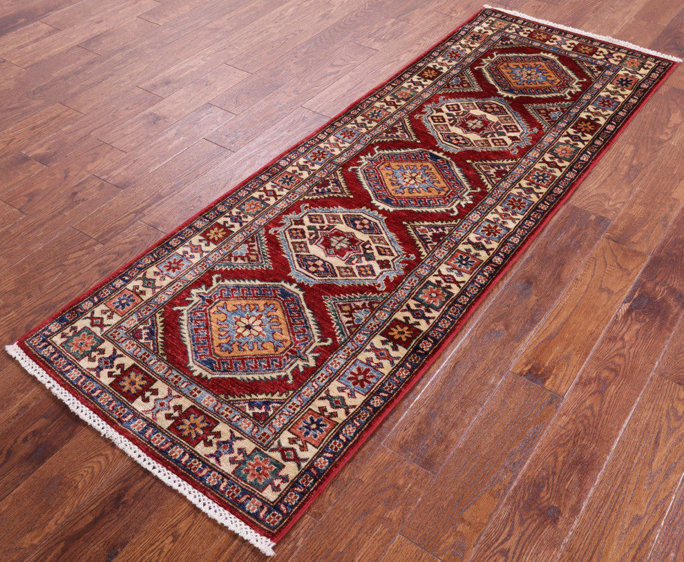 2' 6" X 7' 1" Super Kazak Hand Knotted Wool Runner Rug - Q12965