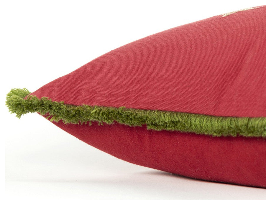 Red Green Sparkle Embroidered Throw Pillow