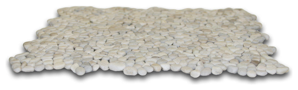 Mini Java Tan Pebble Tile, 12x12 mesh, non-toxic glue, for shower