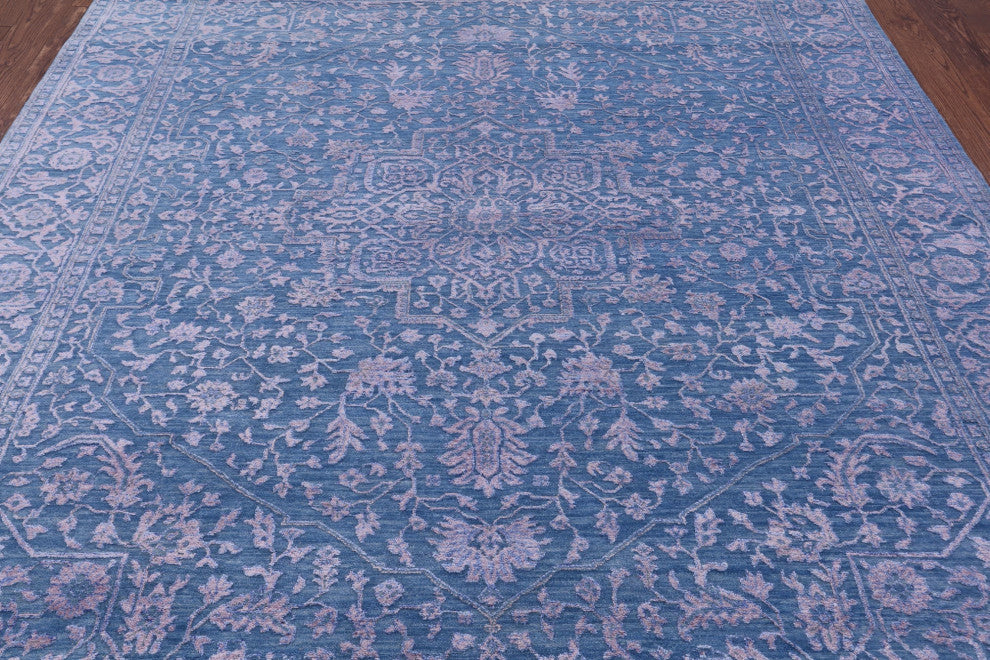 Persian Heriz Serapi Wool & Silk Hand Knotted Rug 8' 2" X 10' 1" - Q13694