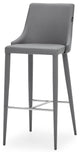 Jillian Gray Leatherette Bar Stool with Stainless Steel Base