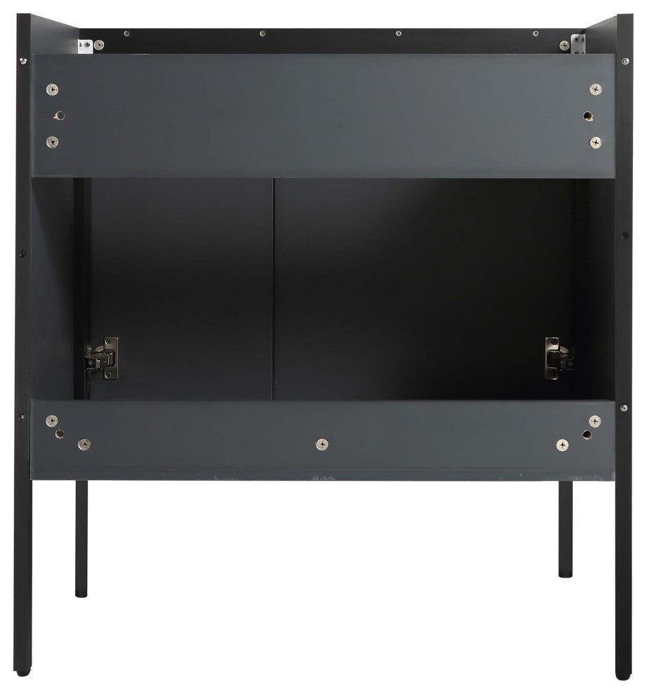 Oakville Bath Vanity, Ceramic Sink, Onix Grey, 30 Inch, Black Hardware