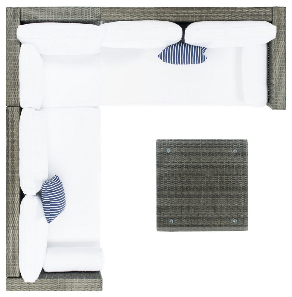 Safavieh Analon Outdoor Sectional, Grey Brown / White