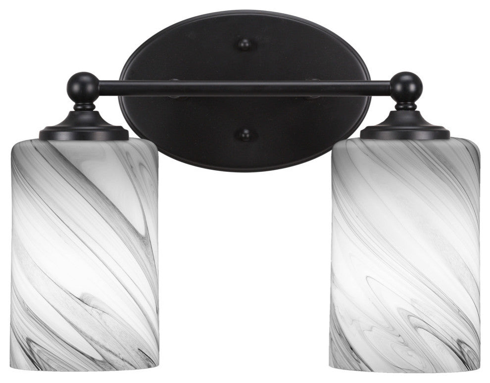 Capri 2-Light Bath Bar, Matte Black/Onyx Swirl