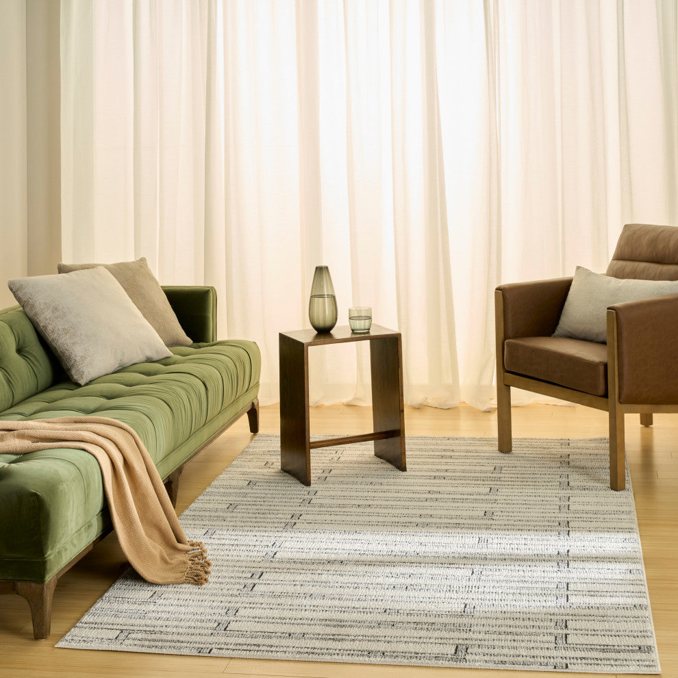 Nourison Nordic 5' x 7' Ivory Grey Scandinavian Indoor Rug