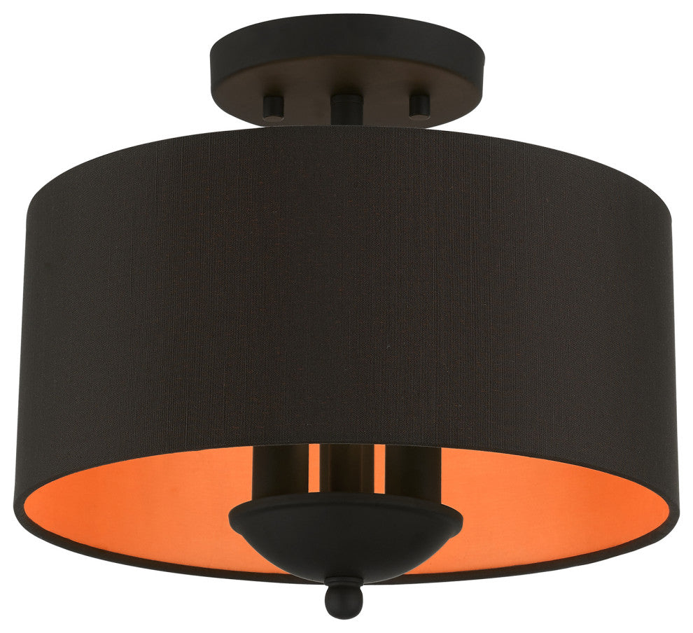 Livex Lighting 3 Light Black Semi-Flush Mount