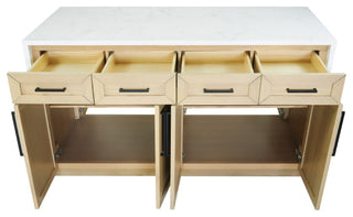 Palisade 60" Kitchen Island, Blonde, Engineered Marble