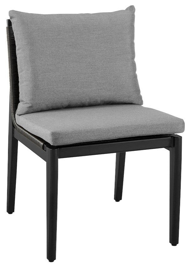 Cayman Outdoor Patio Dining Chairs in Aluminum with Gray Cushions - Set of 2