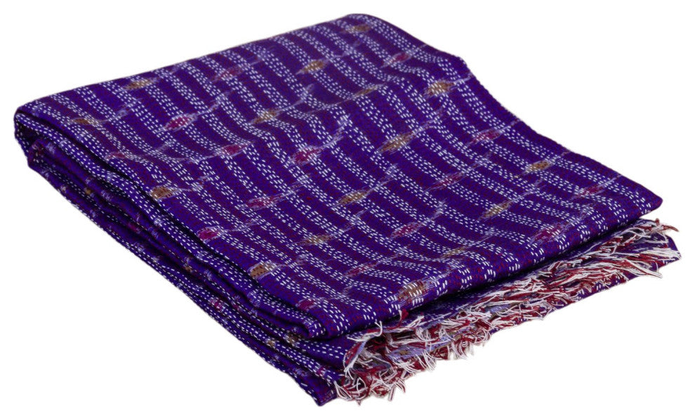 Purple Silk Kantha Throw