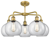 Athens 5-Light 26" Stem Chandelier, Brushed Brass, Clear