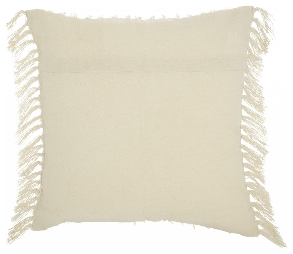 Tassel Detailed White Throw Pillow