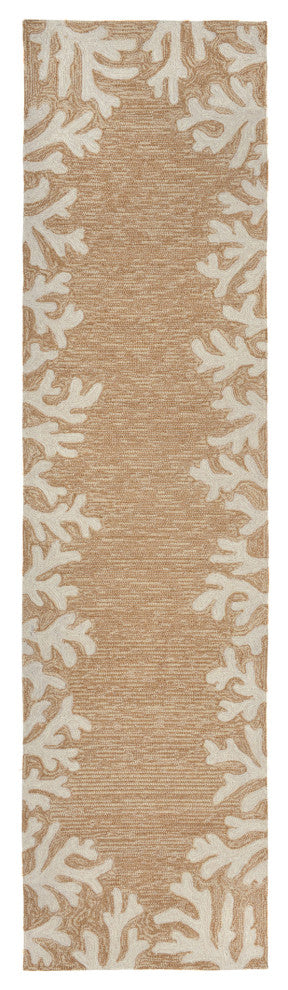Capri Coral Border Indoor/Outdoor Rug, Neutral, 2'x5'