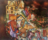 Schiele "Edge of Town, 1918", Unframed loose canvas