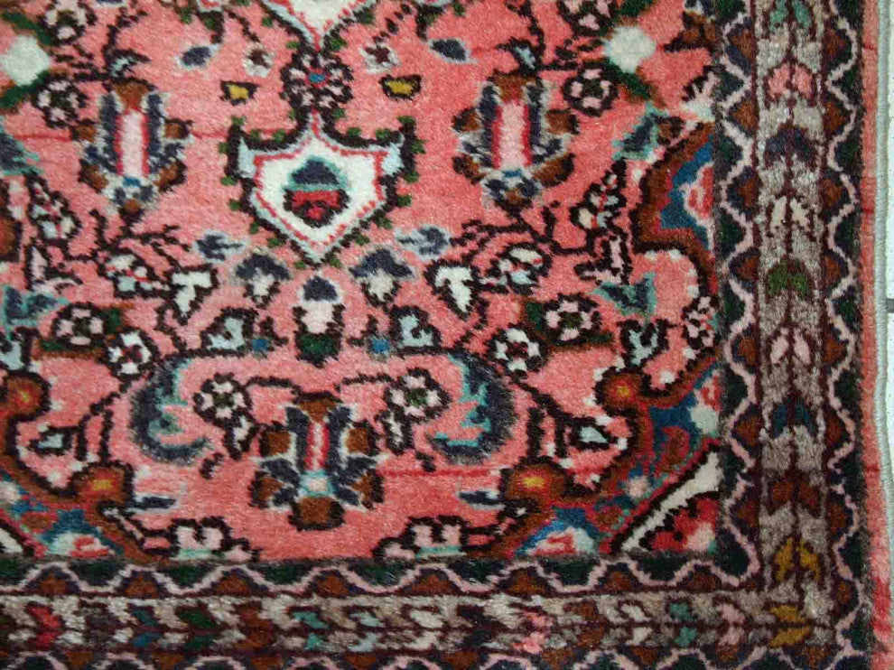 Handmade vintage Persian Lilihan rug 1.9' x 3' (59cm x 93cm) 1970s