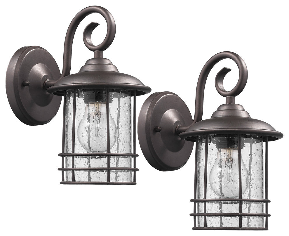 Transitional 1-Light Outdoor Wall Sconces, Set of 2, Rubbed Bronze
