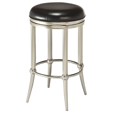 Hillsdale Furniture Cadman Backless Counter Stool, Dull Nickel, Black