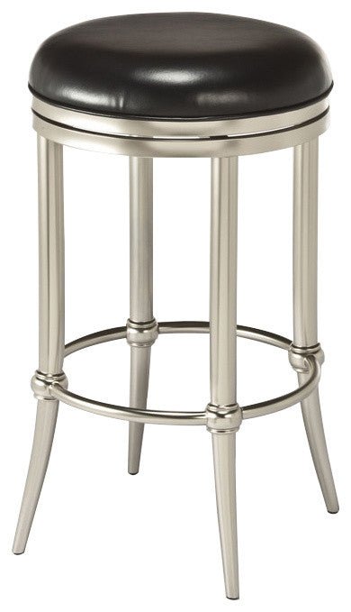 Hillsdale Furniture Cadman Backless Counter Stool, Dull Nickel, Black