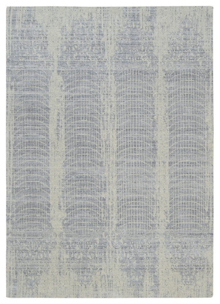 Gray, Jacquard Hand Loomed, Wool and Plant Based Silk, Rug, 6'0" x 9'0"