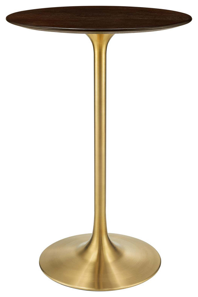 Modway Lippa 28" Wood Bar Table, Gold Cherry Walnut
