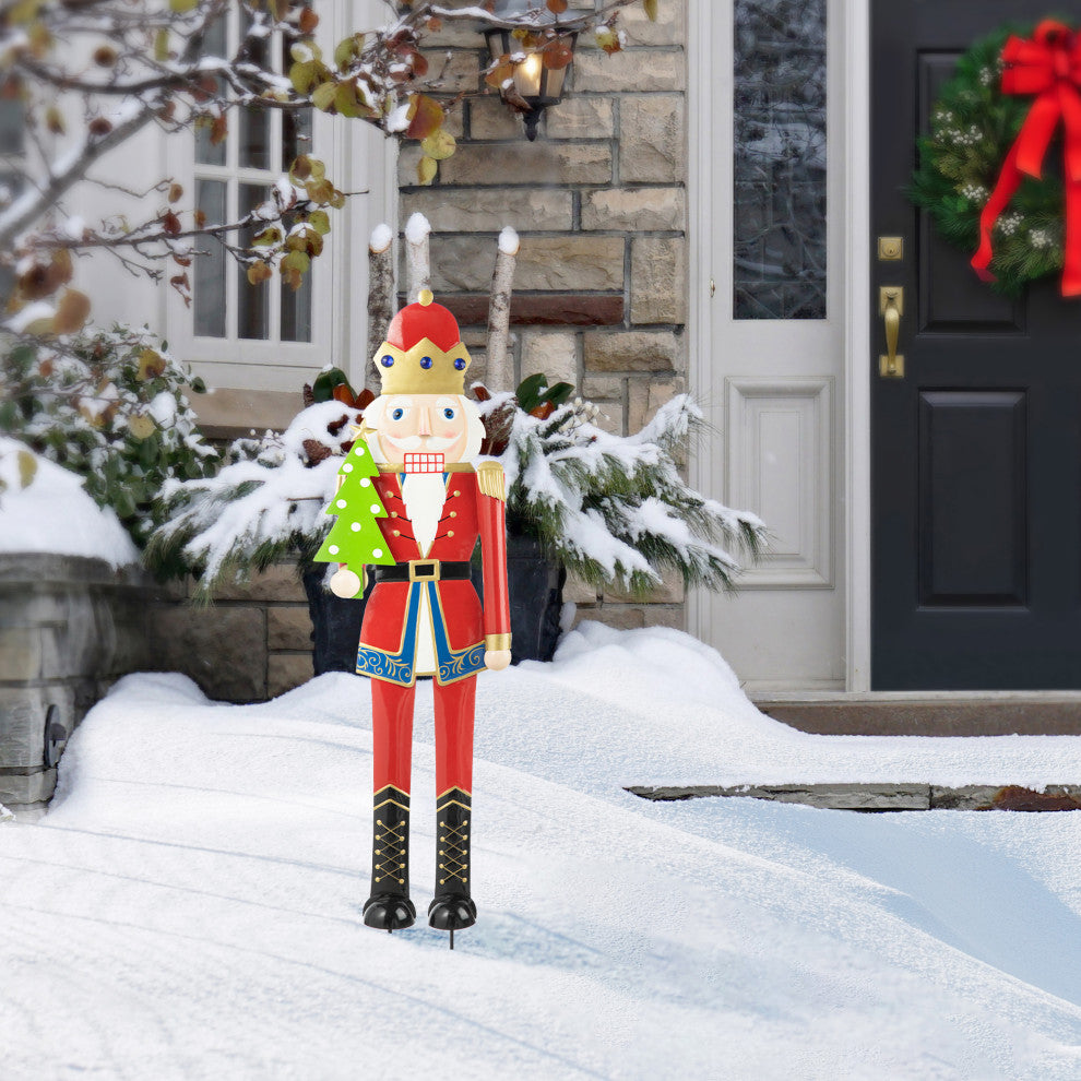 43.25"H Metal Christmas Nutcracker Yard Stake