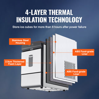 VEVOR Nugget Ice Maker Countertop 37Lbs/24H Portable Ice Cube Machine Self-Clean