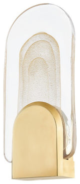 Morganite LED Wall Sconce, Vintage Brass