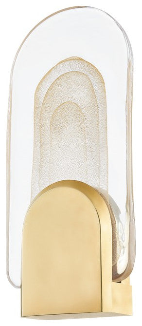 Morganite LED Wall Sconce, Vintage Brass