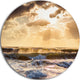 Sunrise And Roaring Blue Sea Waves, Beach Disc Metal Wall Art, 11"
